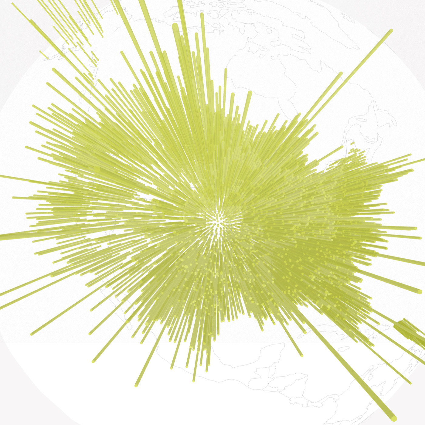 Yellow spikes representing COVID-19 cases across the United States